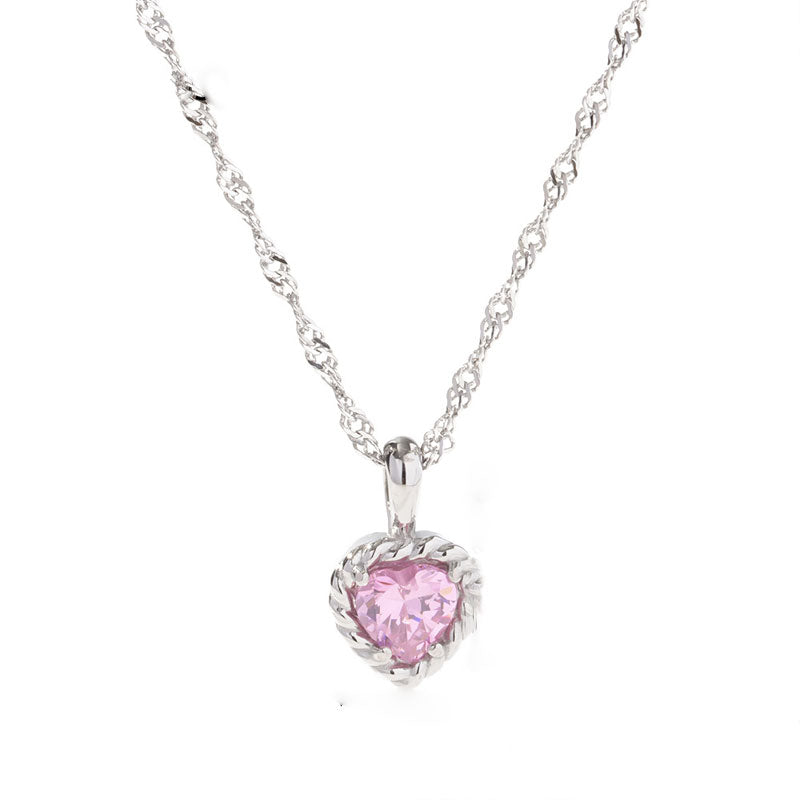 Wholesale Necklace Stainless Steel Heart Shaped Zircon OLY-NE-WX001