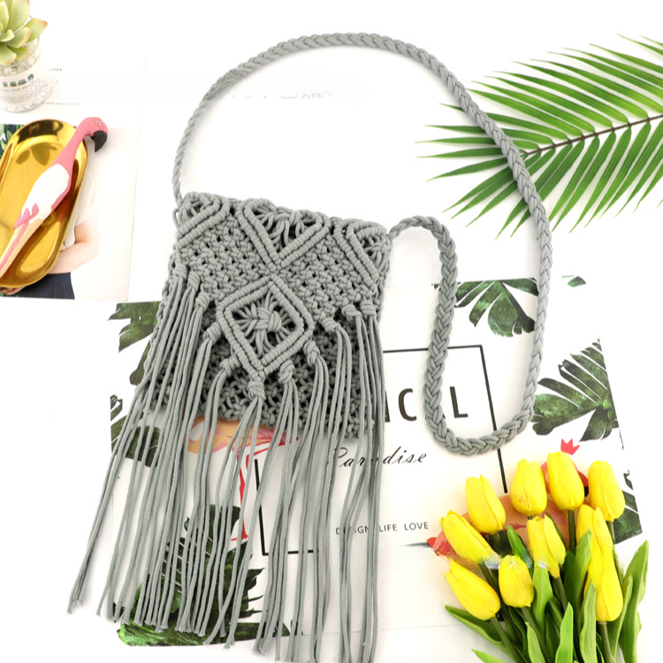 Bolsas de borla tejida de hilo de algodón al por mayor de algodón