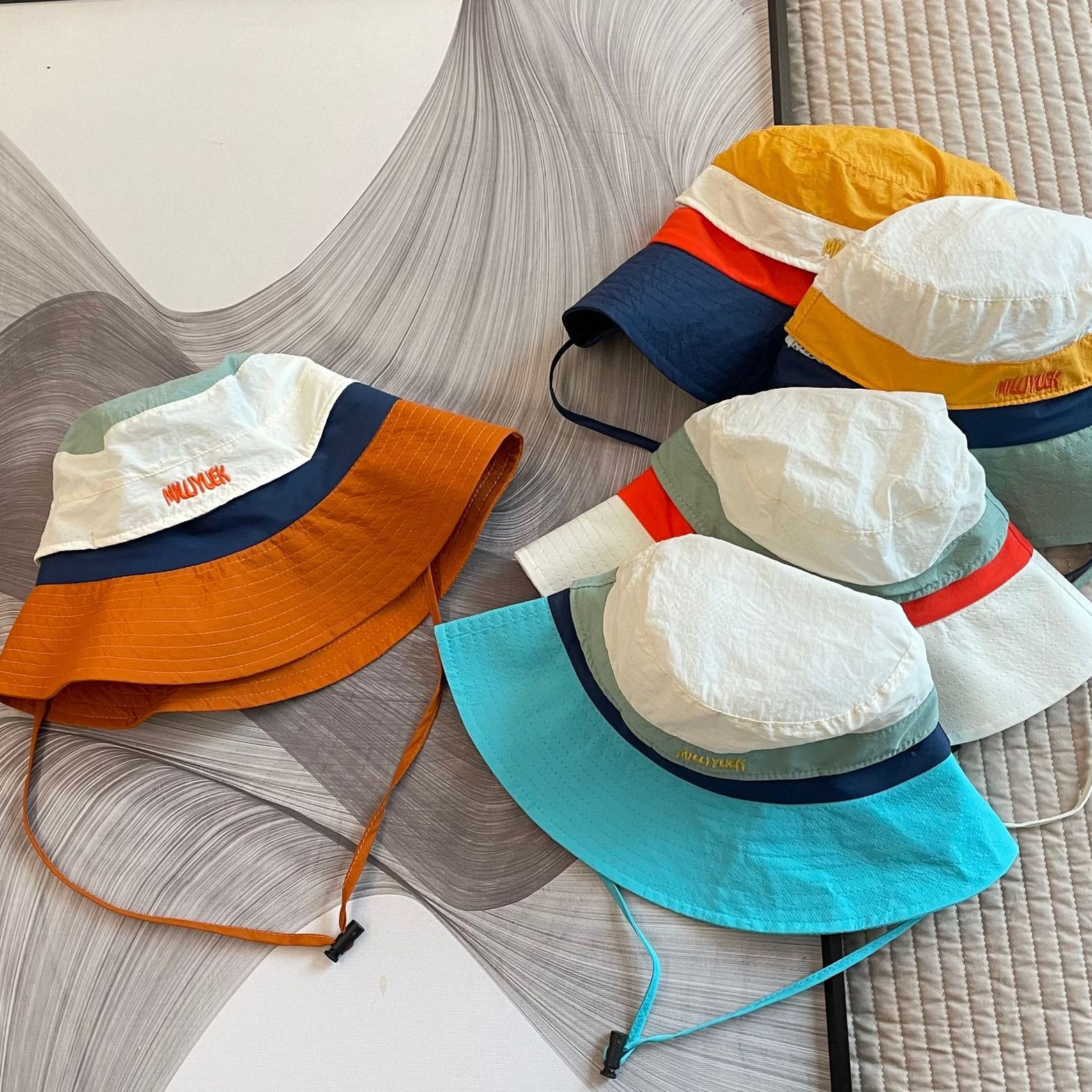 Venta al por mayor Sombrero de cubo de algodón para niños Colorblock