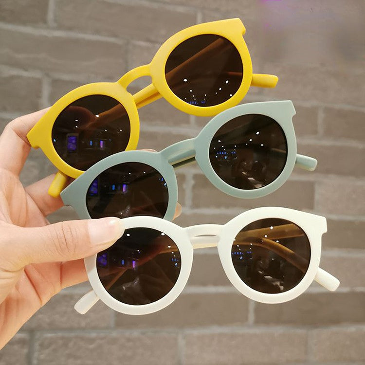Wholesale Cream Color Kids Versatile Round Frame PC Sunglasses