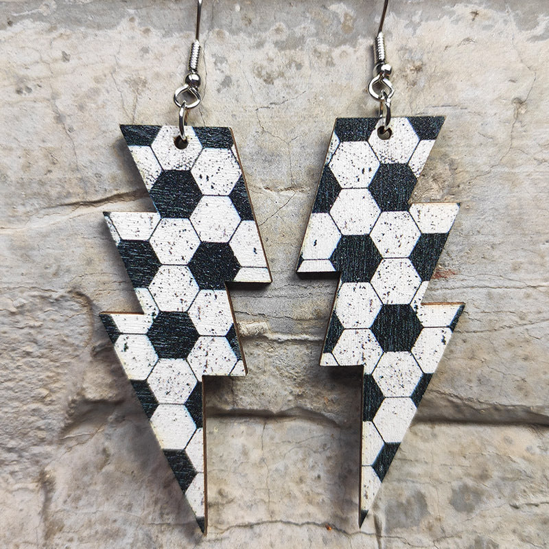 Venta al por mayor Aretes 2 Pares Madera Hierro Gancho Estilo Deportivo OLY-ES-HY001