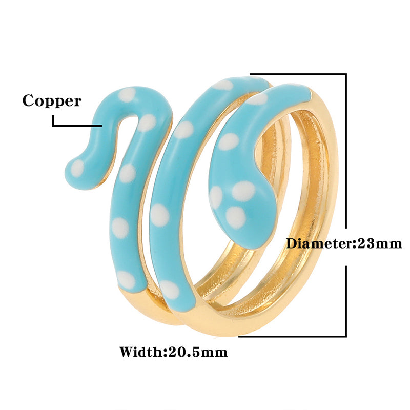 Wholesale Ring Copper Plated Real Gold Snake Enamel Adjustable OLY-RS-HX001