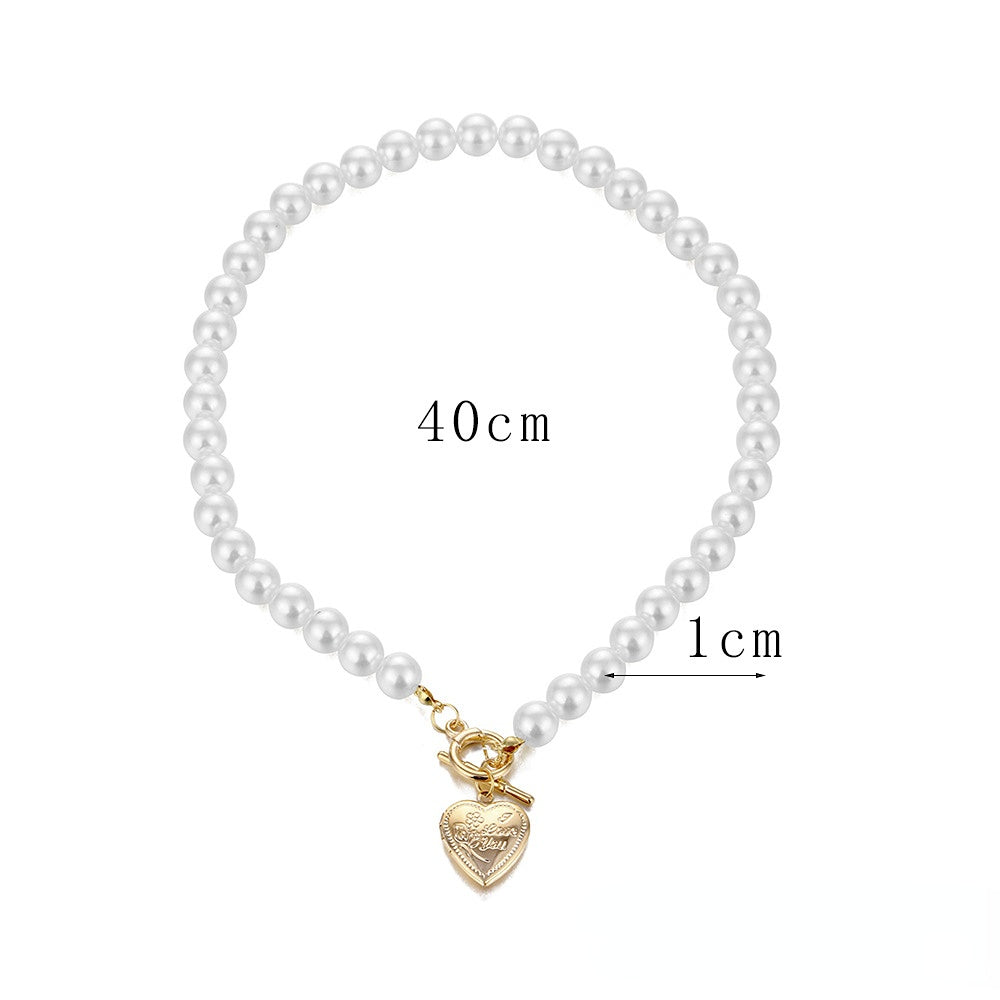 Brazalete al por mayor de la aleación del corazón de perla blanca