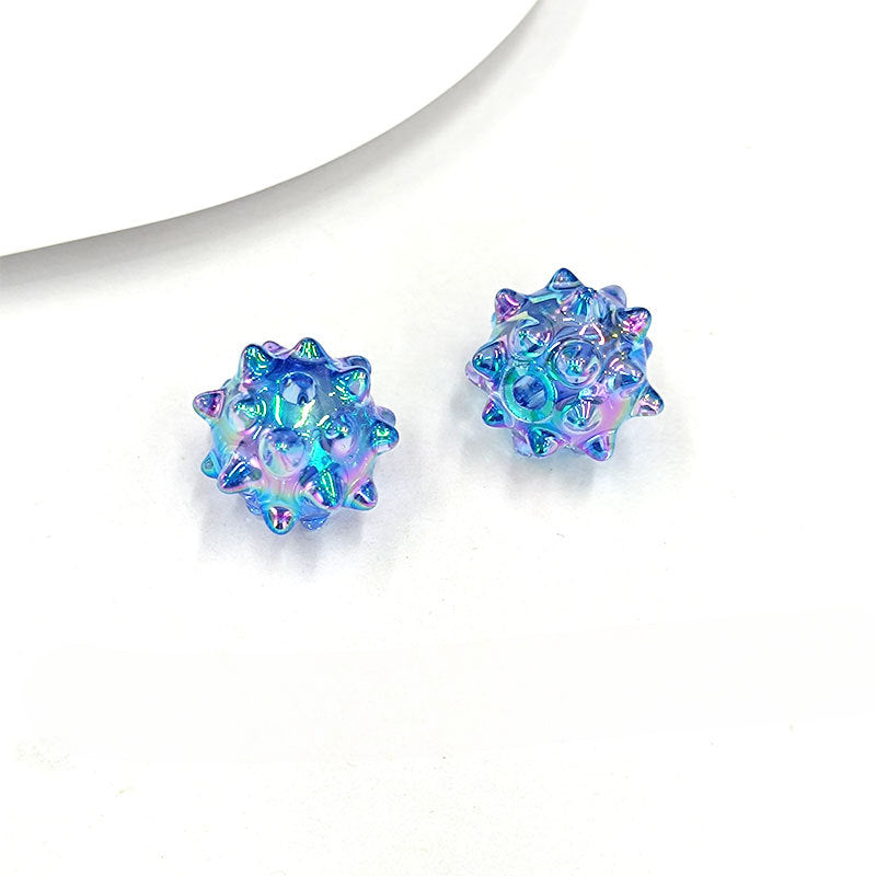 Wholesale14mm 100pcs/pack UV Electroplated Sea Urchin Candy Colored Acrylic Beads