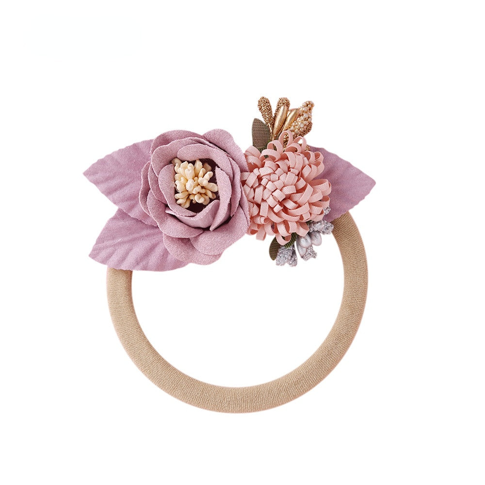 Wholesale Nylon 9 Color Stitching Baby Hair Scrunchies