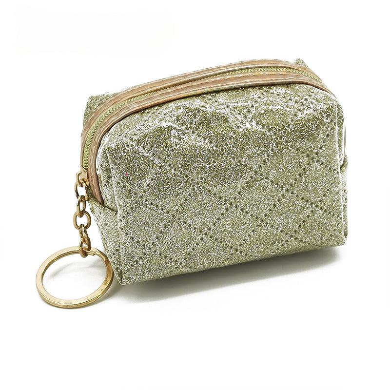 Wholesale Shiny Leather Mini Zipper PVC Keychain Wallet