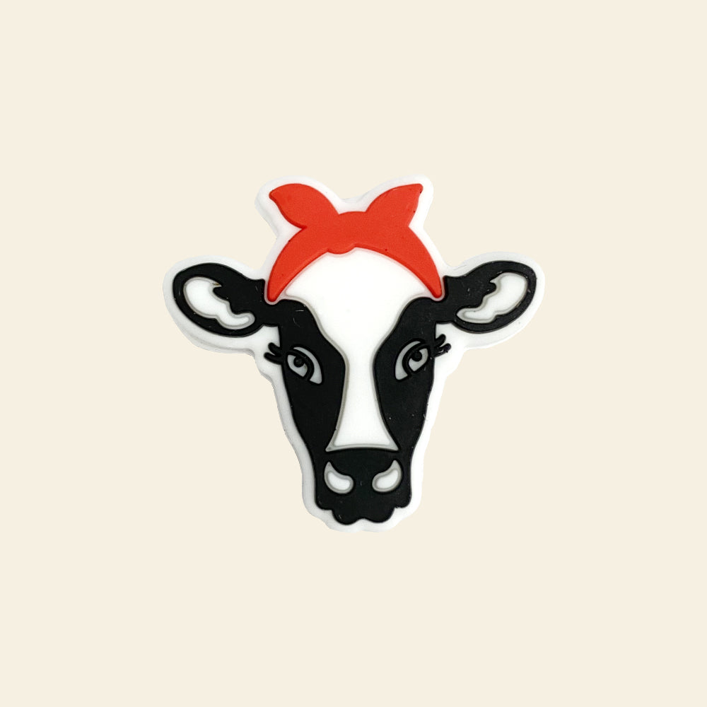 Wholesale 10pcs Cartoon Cow Pattern Silicone Focal Beads