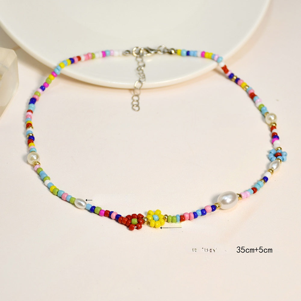 Wholesale Glass Hand Beaded Clavicle Necklace