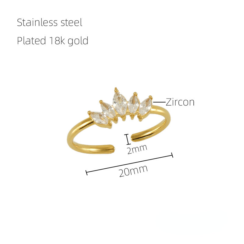 Wholesale of New Stainless Steel Inlaid Zircon Open Ring