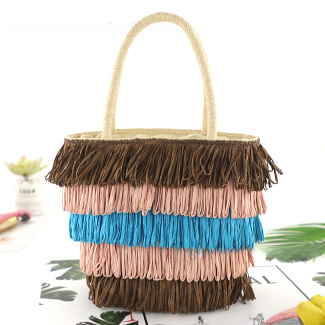 Bolsos tejidos de paja con flecos al por mayor