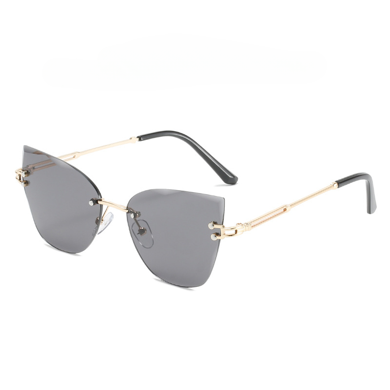 Wholesale PC Cat Eye Rimless Metal Sunglasses