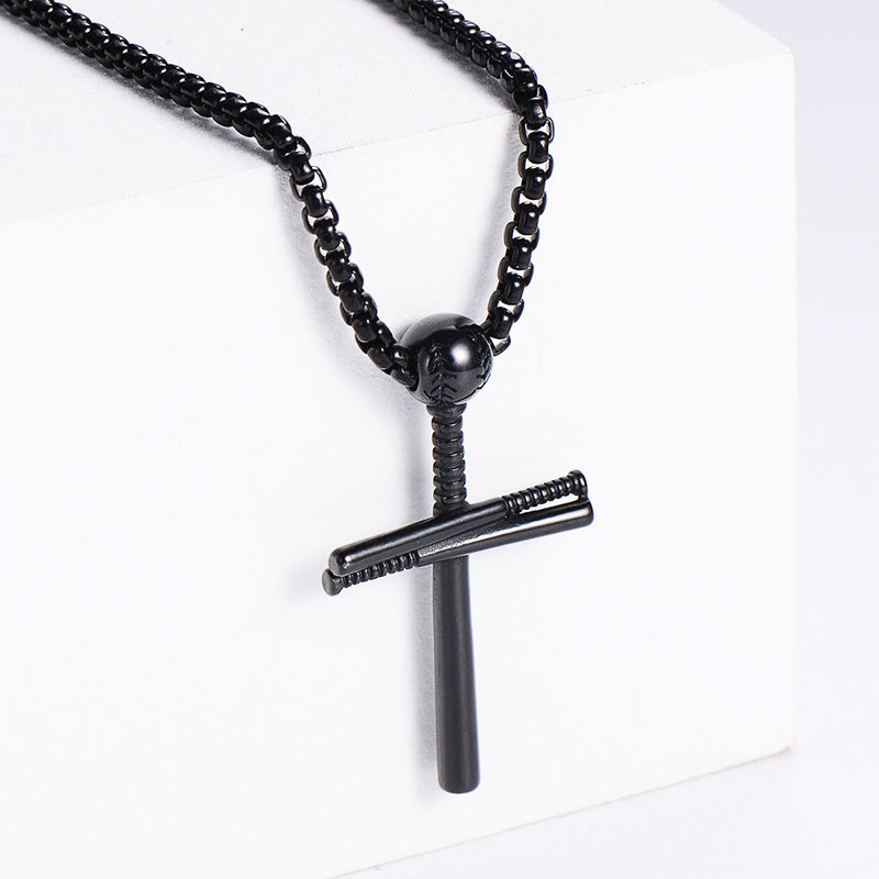 Wholesale Necklace Electroplated Stainless Steel Baseball Cross OLY-NE-AIMILUO001