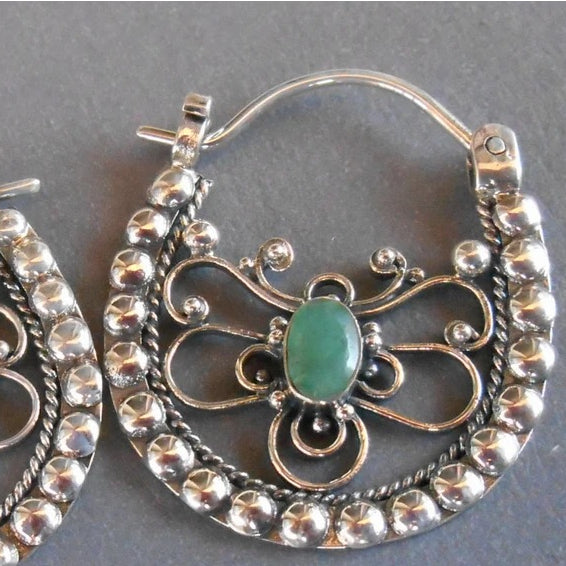 Wholesale Vintage Hollow Emerald Alloy Earrings