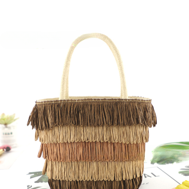 Bolsos tejidos de paja con flecos al por mayor