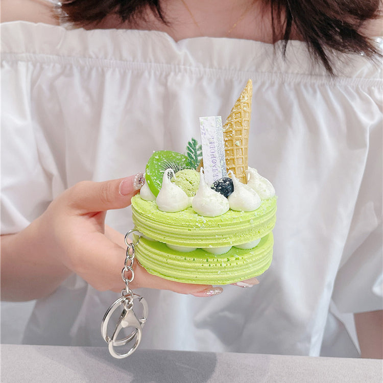 Wholesale Pvc Imitation Matcha Cake Creative Keychain