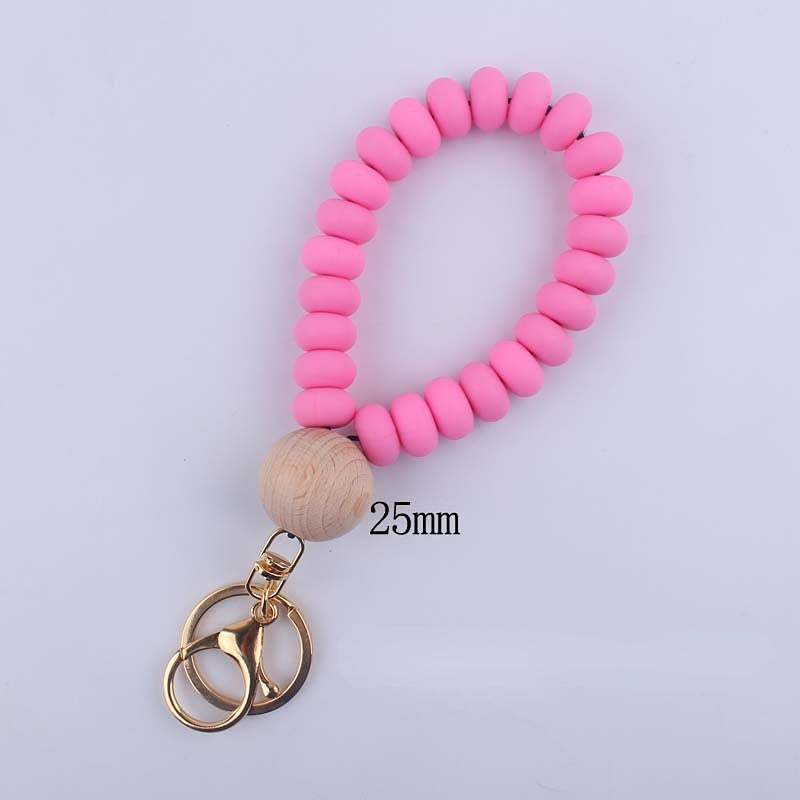 Wholesale Silicone Flat Bead Beaded Wrist Keychain
