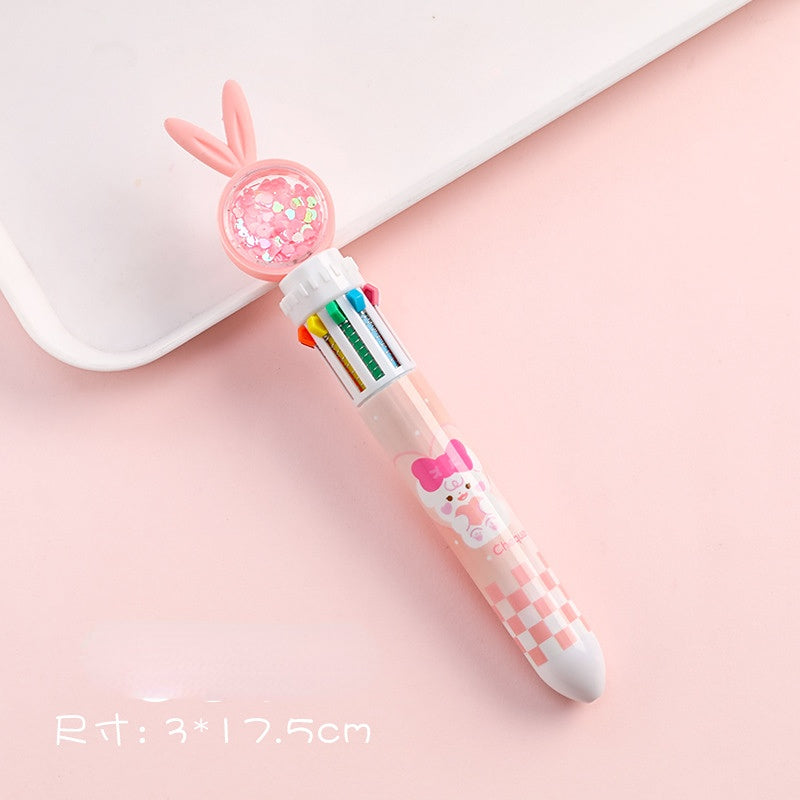 Wholesale Sequin Rabbit Ten Colors Plastic Ballpoint Pen
