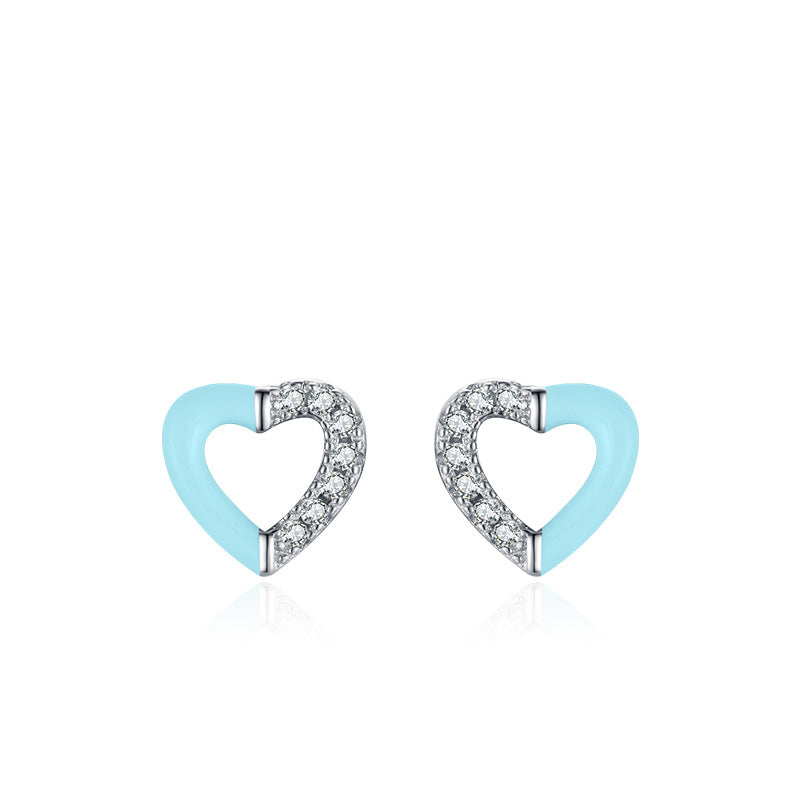 Wholesale S925 Sterling Silver Micro Pavement Stitching Heart Bracelet Earrings Set OLY-BT-MoD010