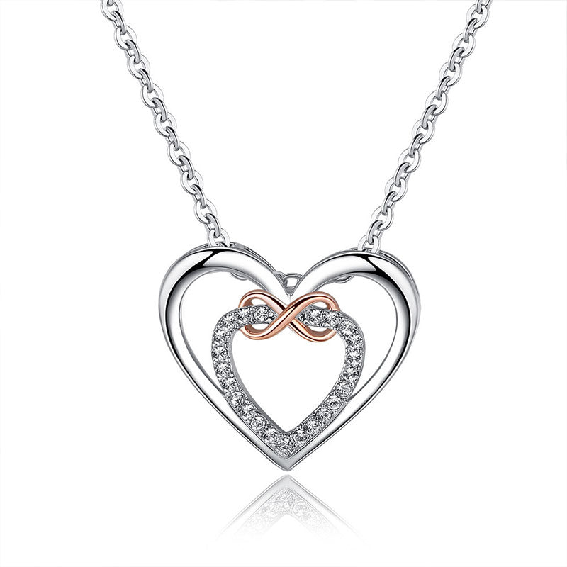 Wholesale Necklace Stainless Steel Double Heart Shape OLY-NE-WL141