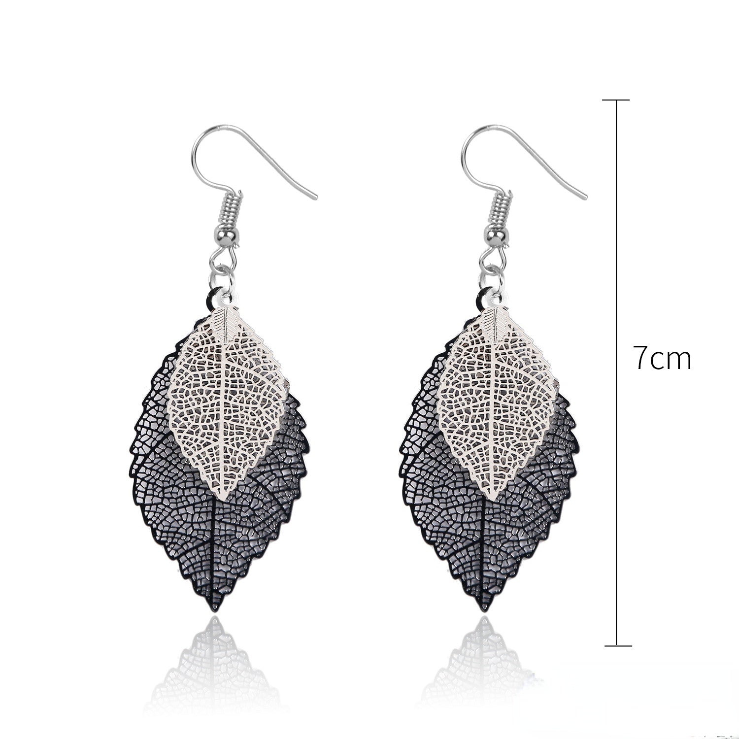 Wholesale Gold Double Hollow Leaf Alloy Earrings