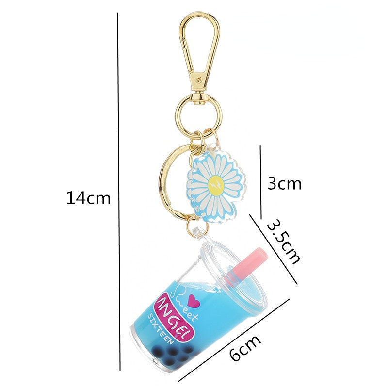 Wholesale Acrylic Pearl Milk Tea Cup Keychain
