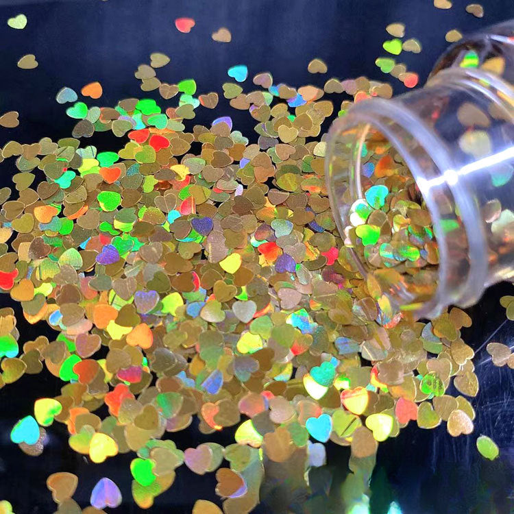 Wholesale Colorful Laser Peach Heart Nail Sequins