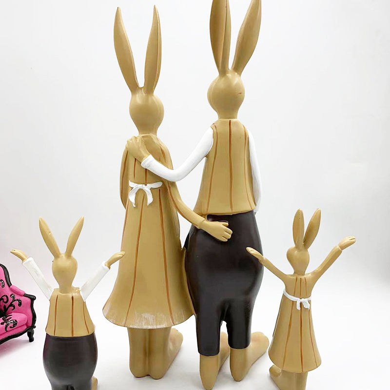Wholesale Resin Family of Four Rabbit Decoration