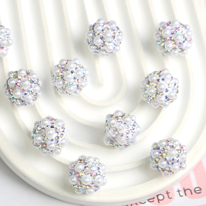 Wholesale 10pcs Pearl Full Diamond Ceramic Mud Through Hole Beads