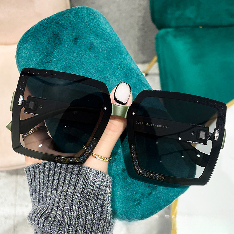 Wholesale Square Set Glitter Pink Large Frame Gradient PC Sunglasses