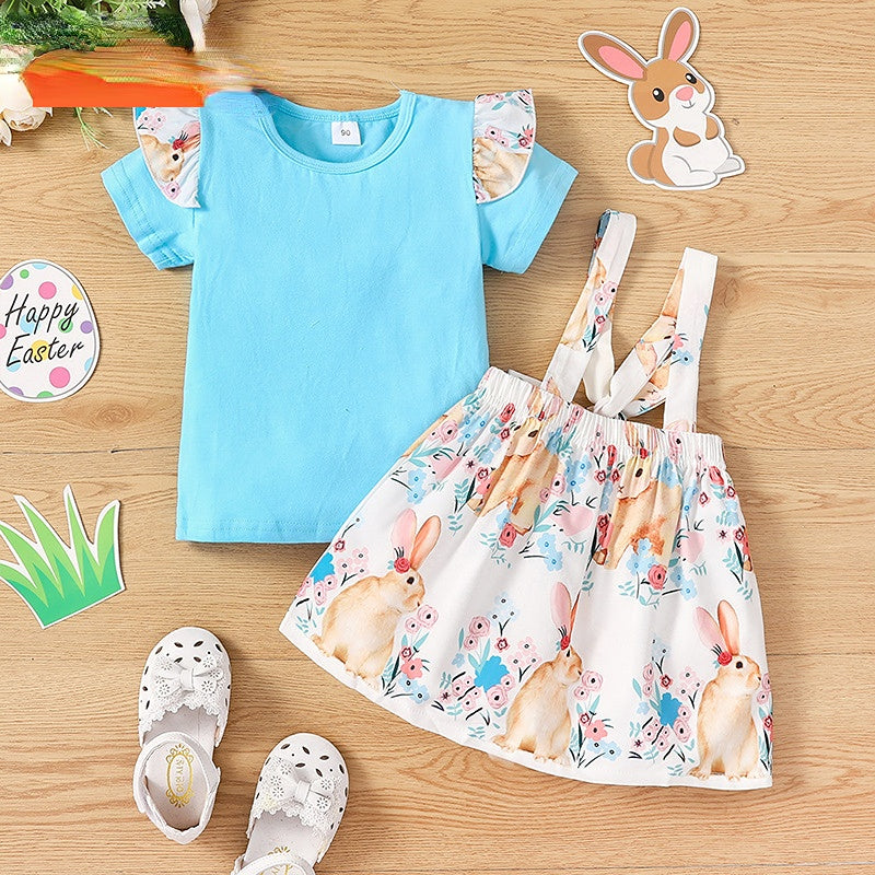 Wholesale Girls Easter Pure Color Cotton Bib Dress Baby Clothes