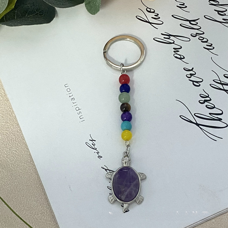 Wholesale Natural Crystal Turtle Keychain