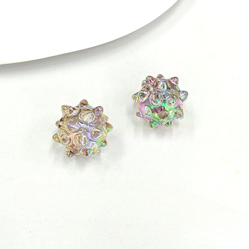 Wholesale14mm 100pcs/pack UV Electroplated Sea Urchin Candy Colored Acrylic Beads