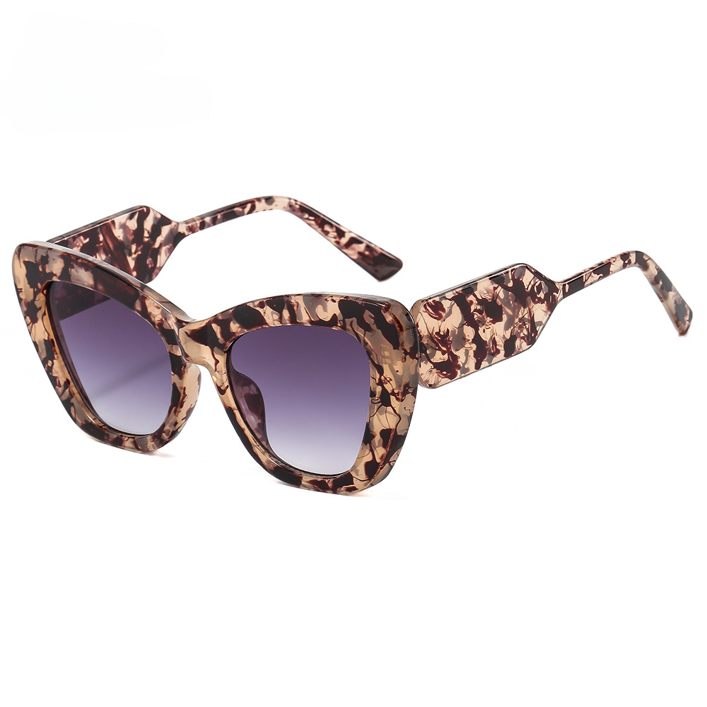 Wholesale PC Cat Eye Contrast Frame Large Frame Sunglasses