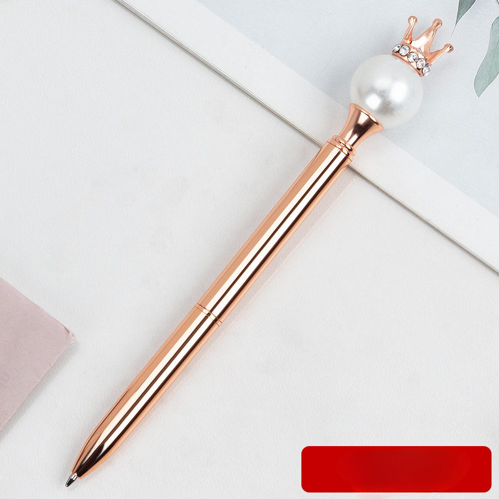 Wholesale Pearl Queen Crown Round Metal Ball Pen