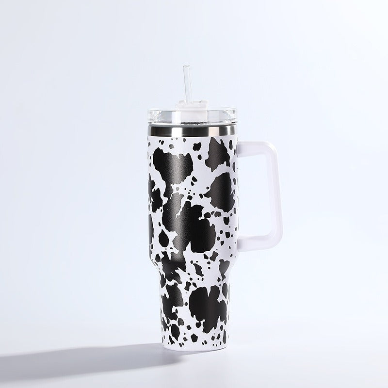 Wholesale Tumbler Ice Bullies Cup  Cow Pattern Thermos Cup Straw Cup 40OZ Car Cup Ice Cup
