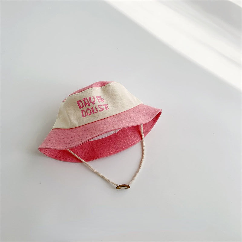 Venta al por mayor algodón Colorblock alfabeto impresión niños cubo sombrero