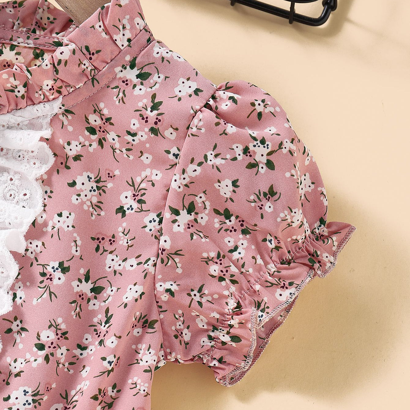 Wholesale Children's Pastoral Floral Polyester Dress