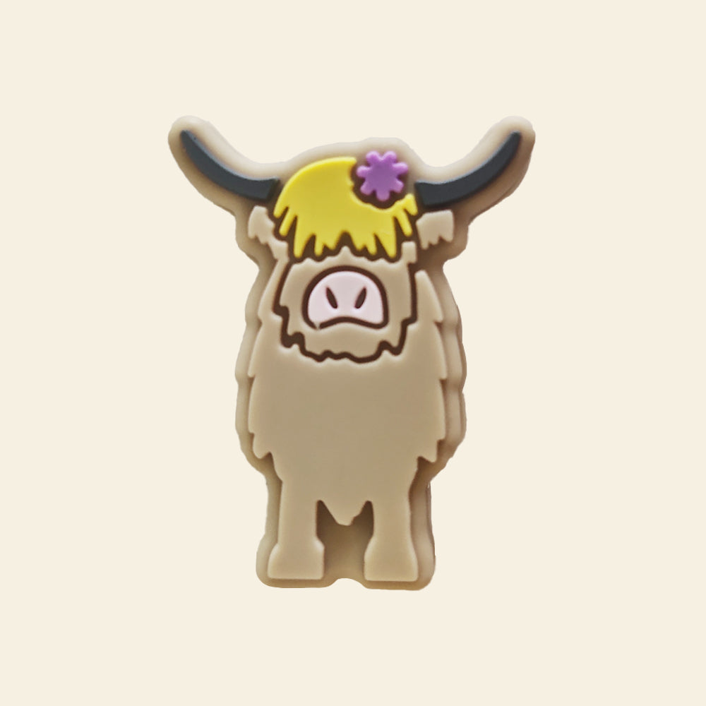 Wholesale 10pcs Cartoon West Highland Cow Silicone Focal Beads