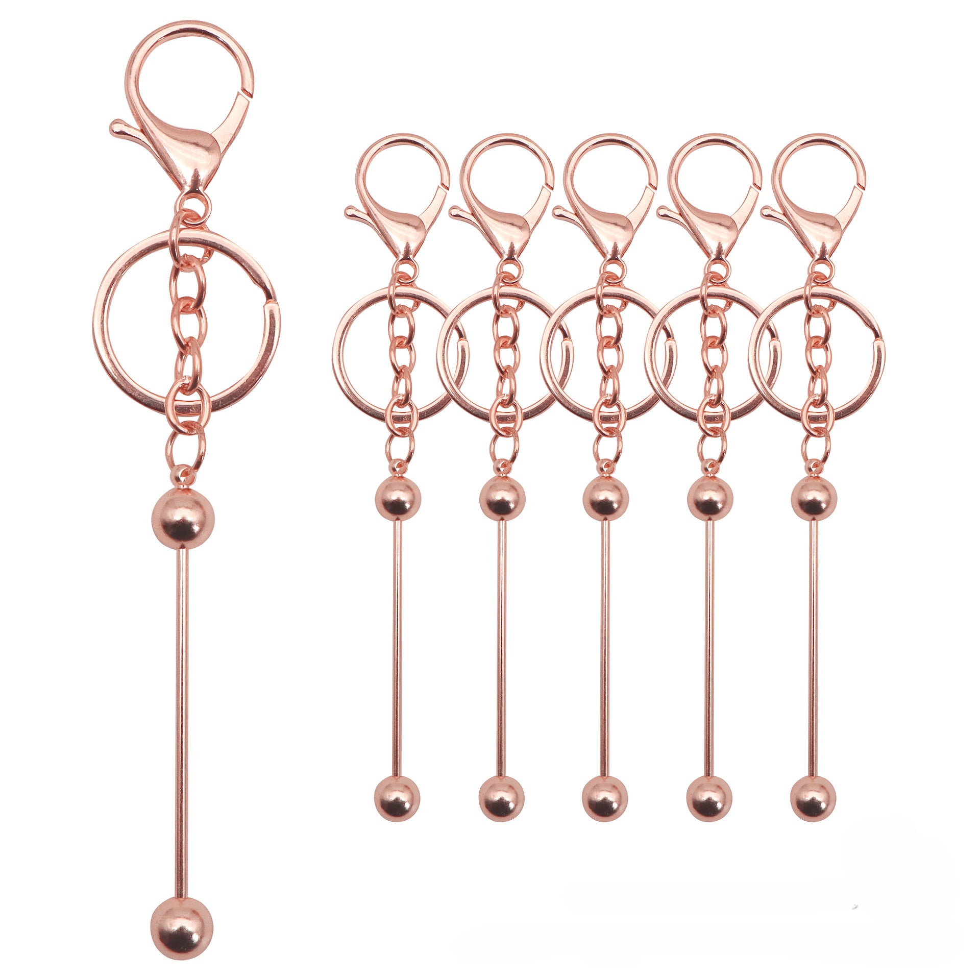 Al por mayor de 50 piezas/paquete de llavero con cuentas de bricolaje colorido de metal