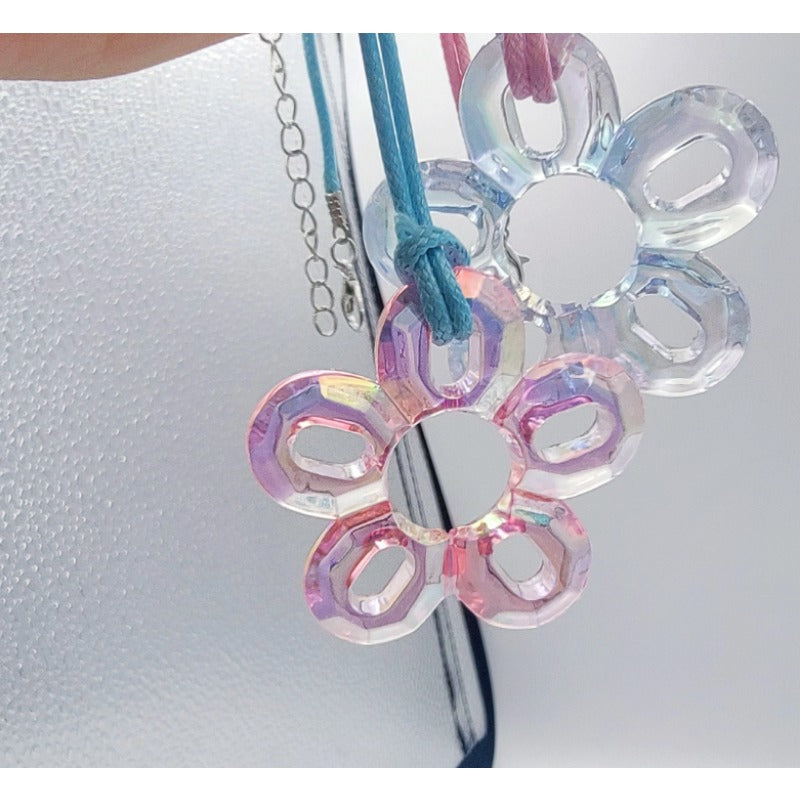 Wholesale Acrylic Hollow Out Plum Blossom Wax Thread Necklace