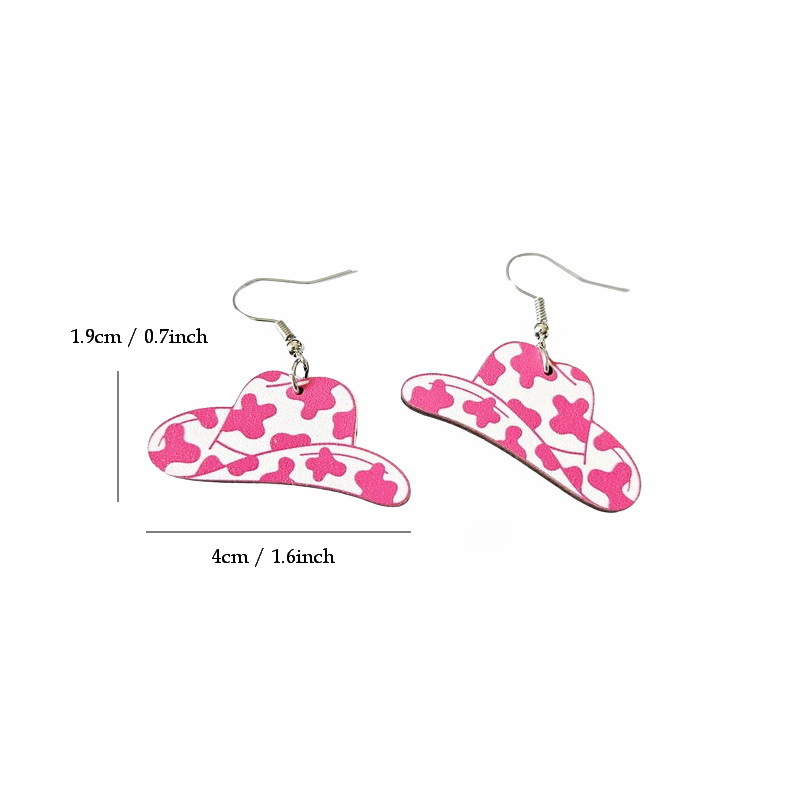 Wholesale Western Cowboy Pentagram Hat Wood Earrings