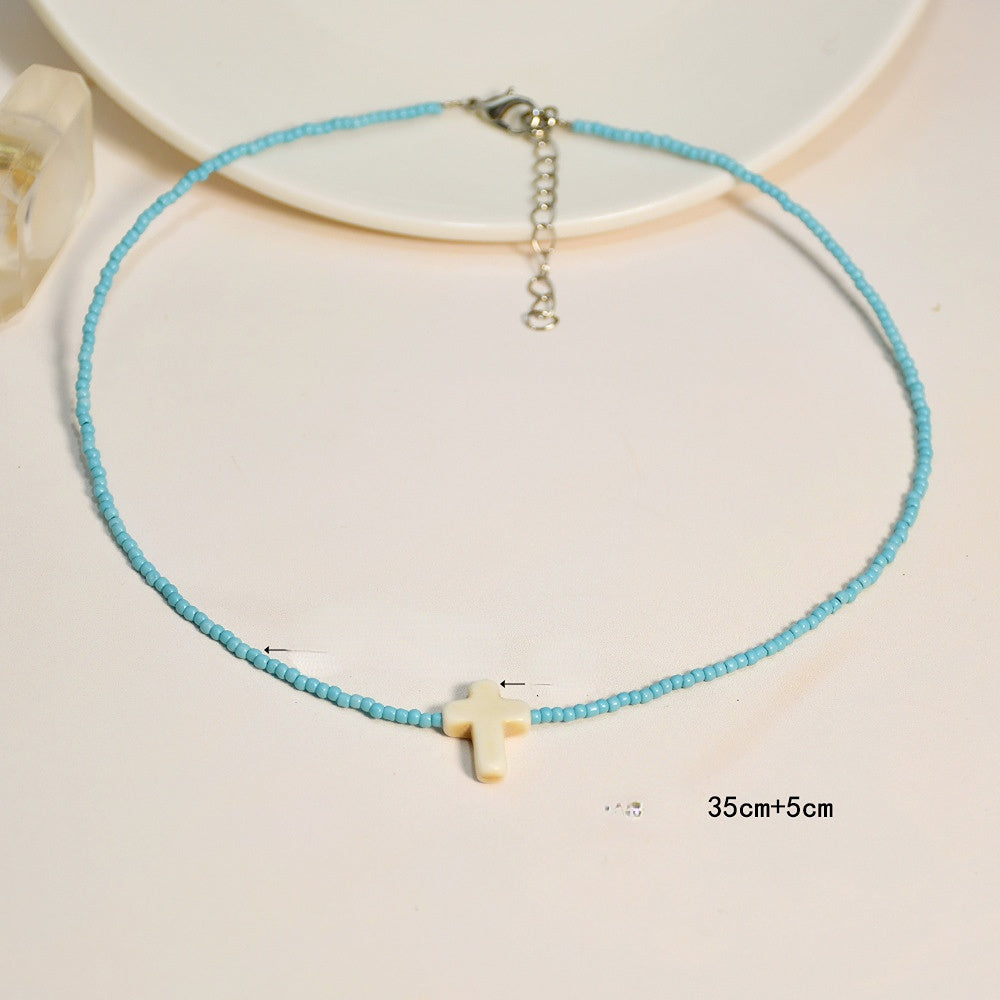 Wholesale Glass Hand Beaded Clavicle Necklace