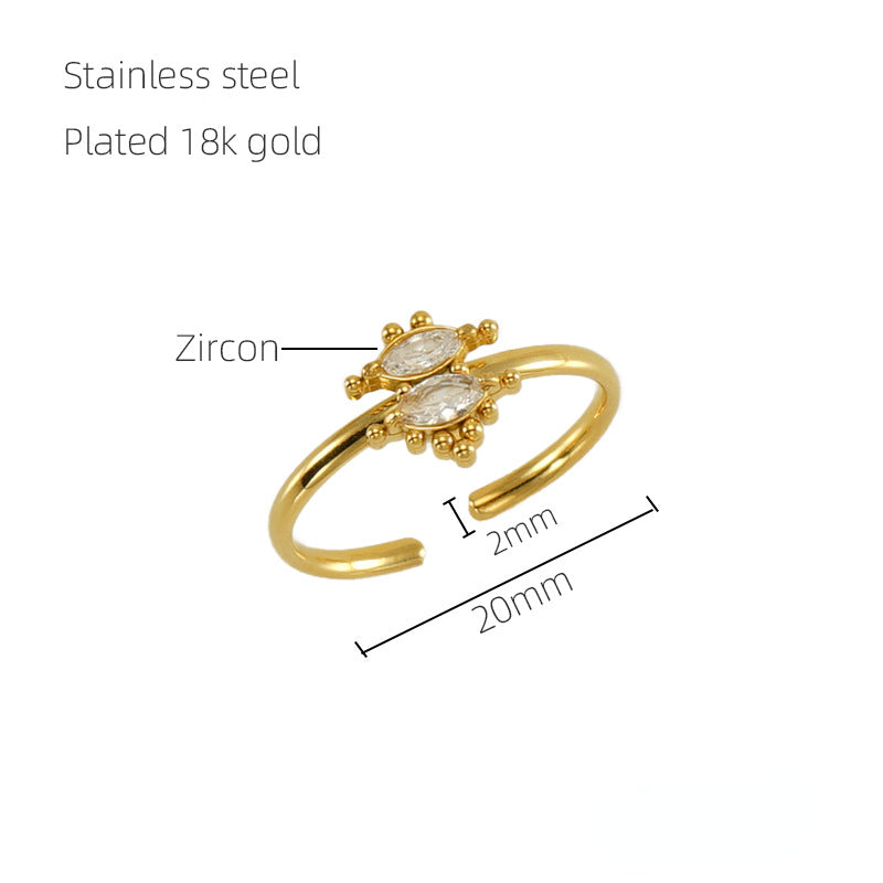 Wholesale of New Stainless Steel Inlaid Zircon Open Ring