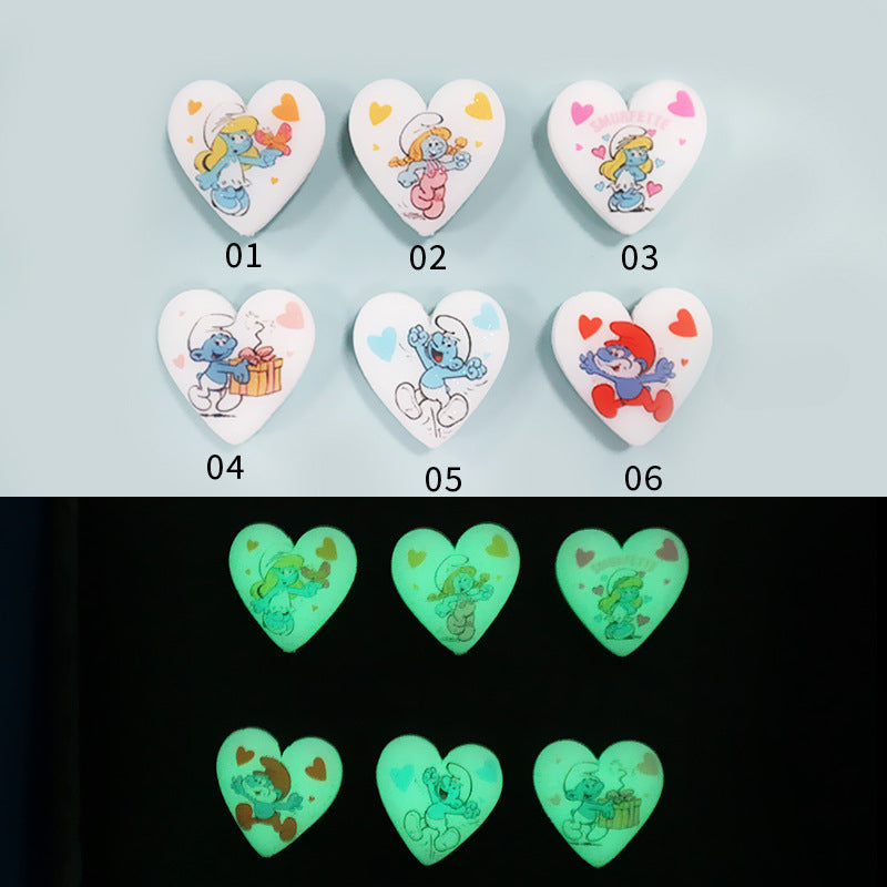 Wholesale Silicone Heart Shape Luminous Beads