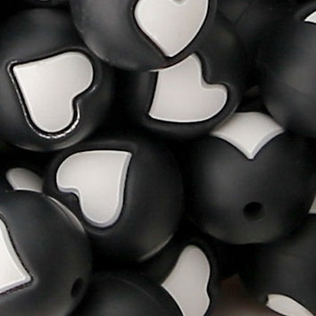 Venta al por mayor 100 Uds corazón de grado alimenticio redondo 15mm cuentas de silicona