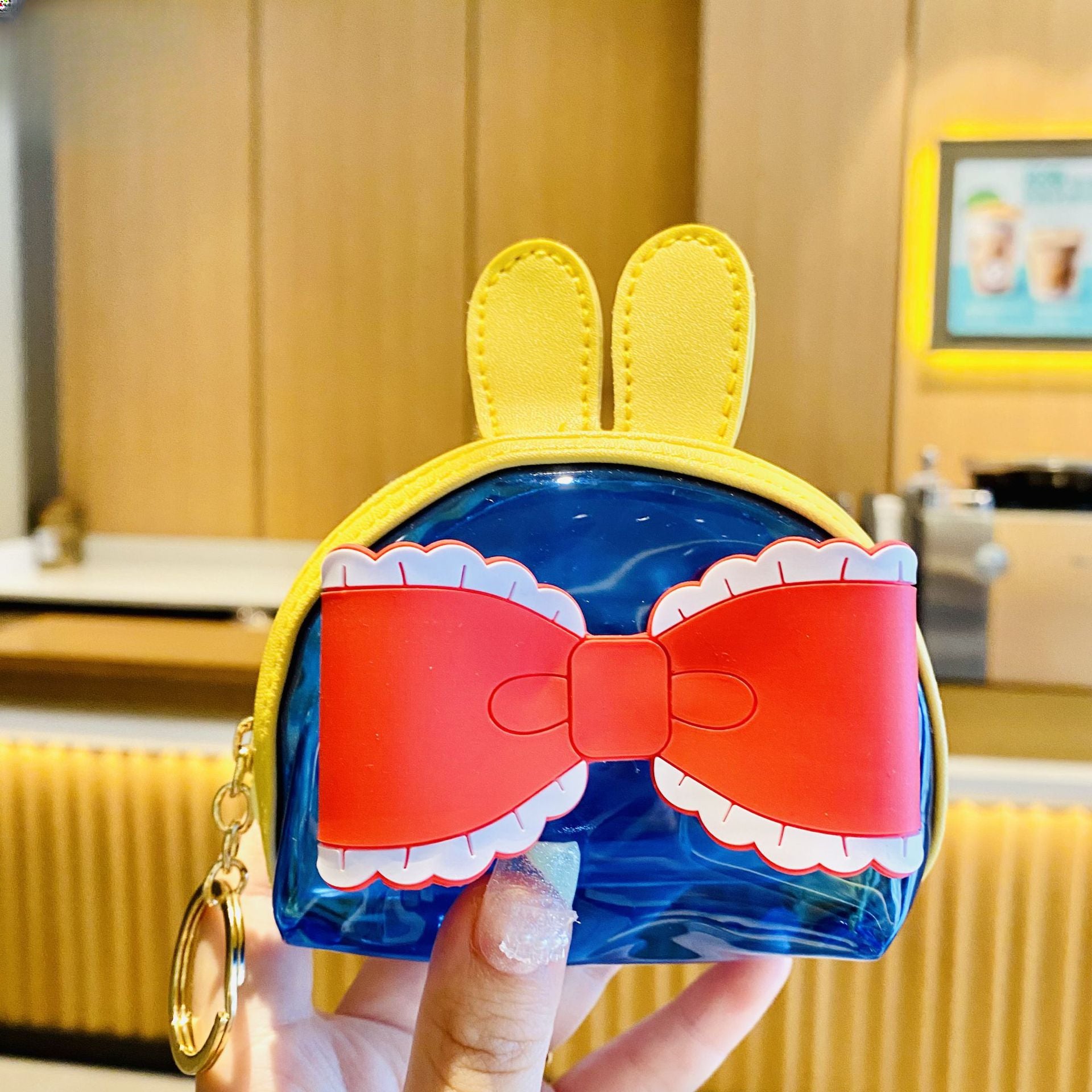 Color al por mayor Transparente Big Bow Coin Coin Purse Keychain