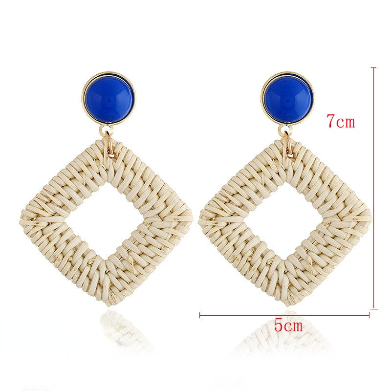 Wholesale Bamboo Rattan Handwoven Wooden Earrings