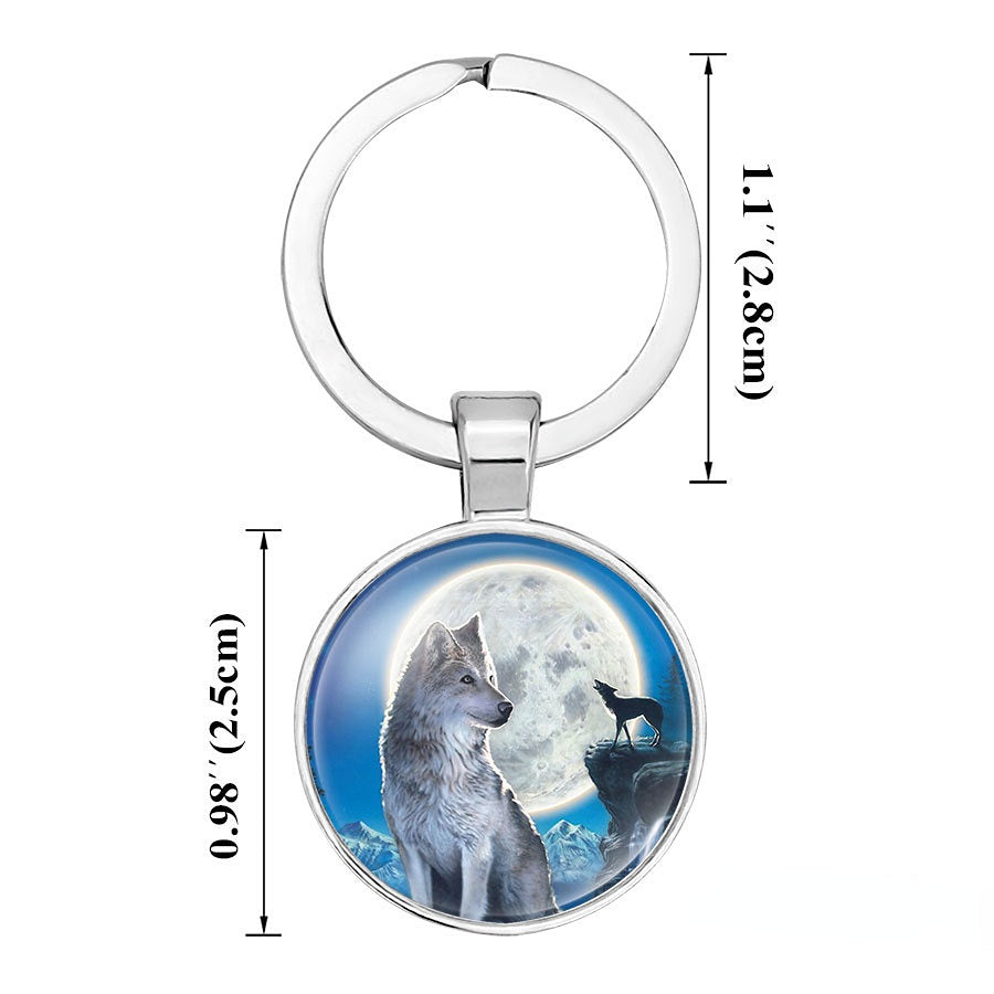 Llavero creativo de la aleación colgante del tótem del lobo de cristal al por mayor
