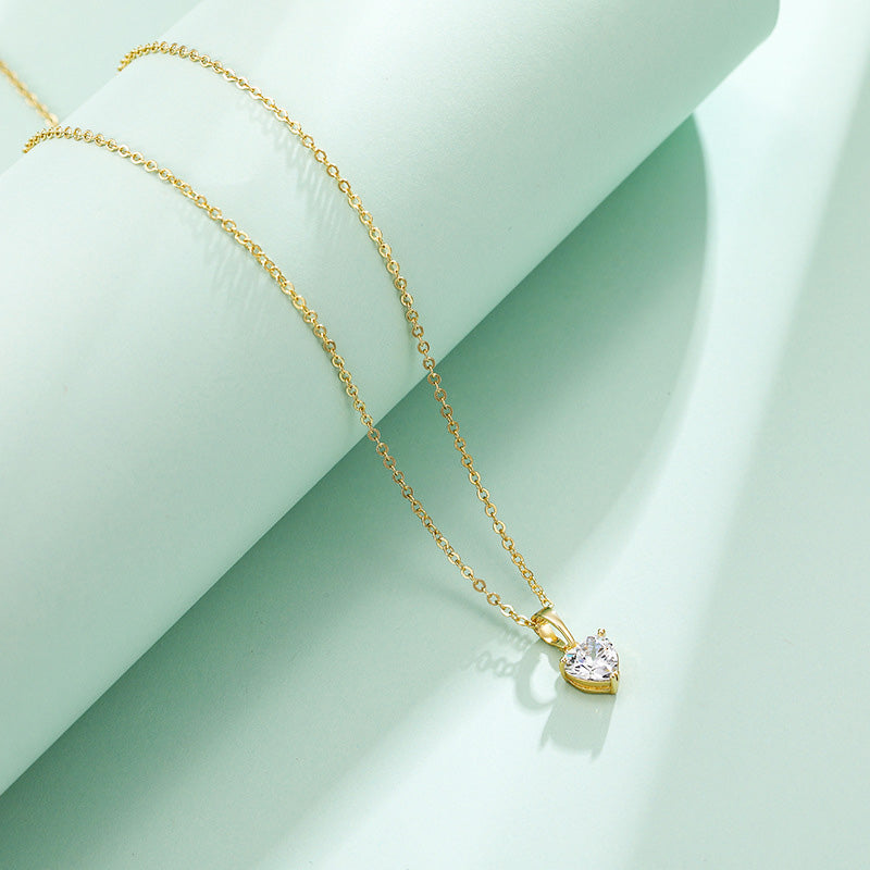 Wholesale Heart Shape Zircon Simple Necklace OLY-NE-XP001