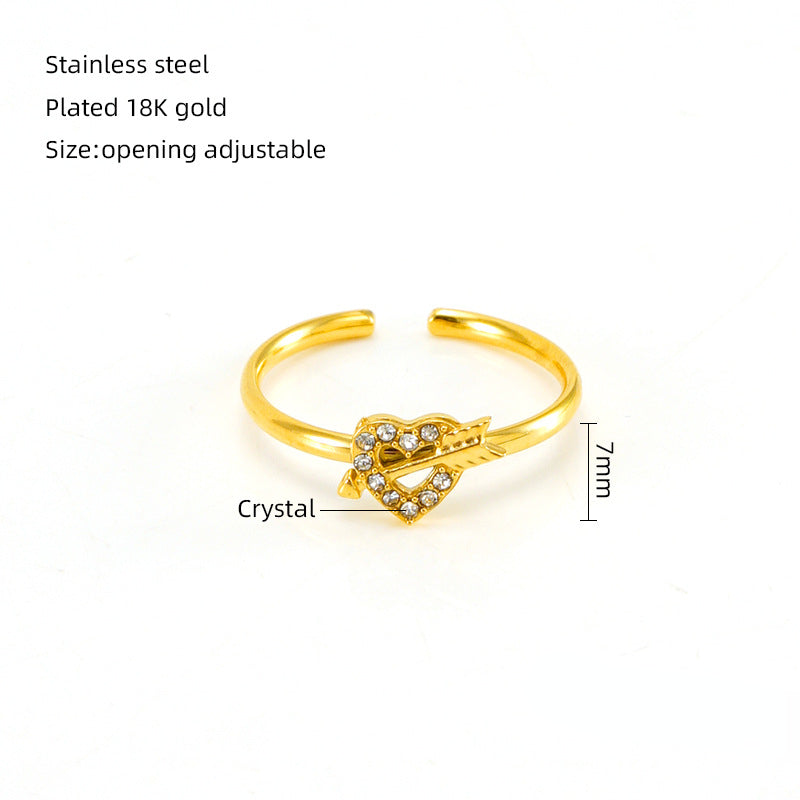 Wholesale of New Stainless Steel Inlaid Zircon Open Ring